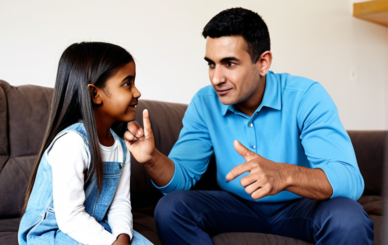 청소년지도사와 청소년 가족의 소통 사례 - **Prompt:** A youth leader visiting a child's home, sitting and talking with the child and their par...
