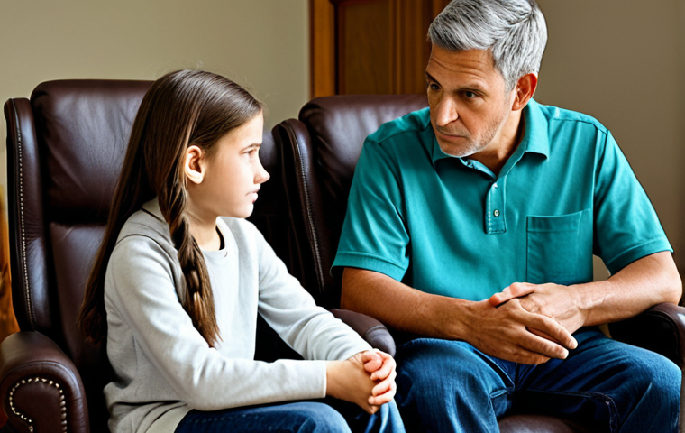 청소년지도사와 청소년 가족의 소통 사례 - **Prompt:** A youth leader visiting a child's home, sitting and talking with the child and their par...