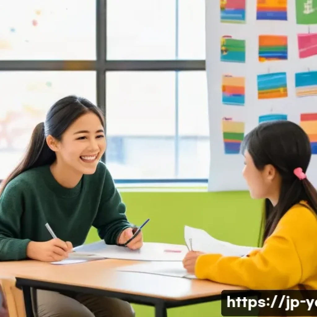 청소년지도사와 청소년 문제 해결 프로그램 개발 사례 - A diverse group of multicultural Japanese teenagers engaging in an interactive language support work...