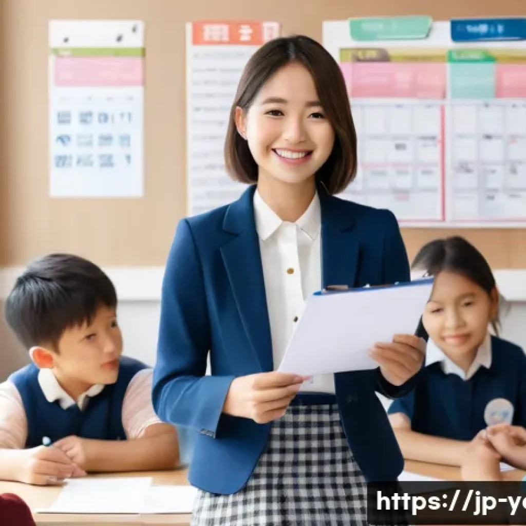 청소년지도사와 국제 자격증 비교 - A confident Japanese youth mentor wearing professional but approachable attire including a neat blaz...