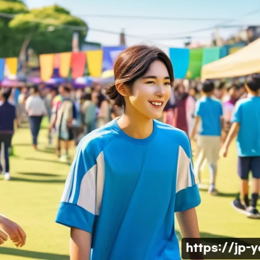 청소년지도사와 청소년 문제 예방 전략 - A vibrant community festival scene in a modern Japanese neighborhood, featuring diverse teenagers pa...
