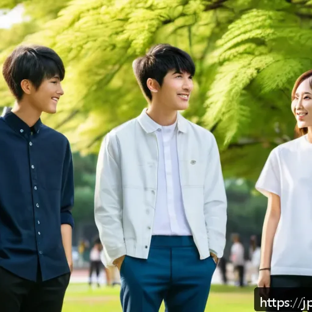 청소년지도사로서의 미래 계획 설정 - A diverse group of Japanese youth leaders engaging in a community workshop outdoors in a modern urba...