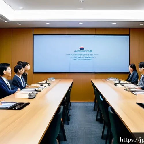 청소년지도사 직무에서의 공공기관 협력 - A professional multi-agency meeting scene in a modern conference room, featuring diverse public serv...